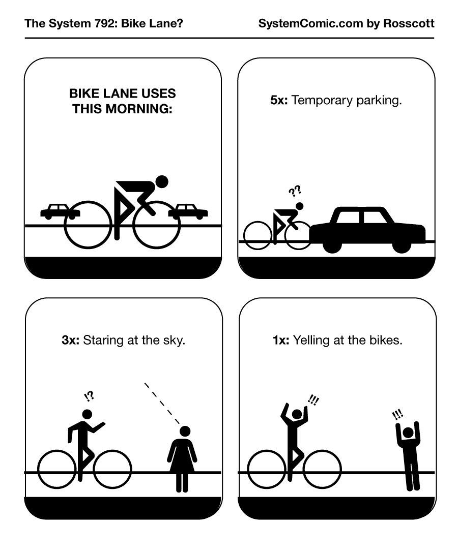 Rosscott's tweet photo. Bike lanes: Truly multipurpose transportation. (More at https://t.co/2gA75Eujjw) #bikedc #waba https://t.co/vqHVCqojB6