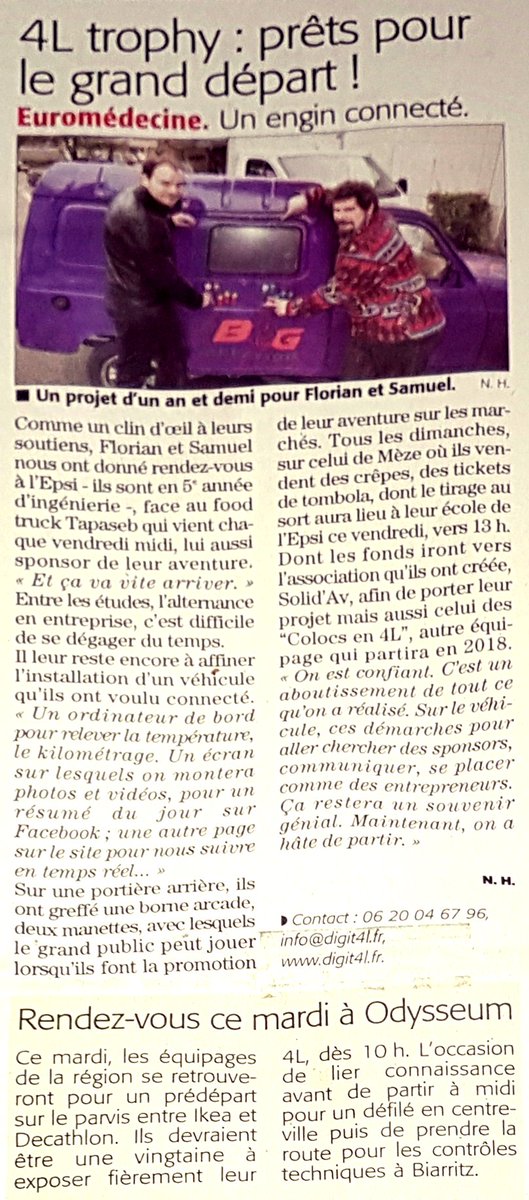 Digit4LTrophy's tweet photo. Notre 4L dans @MLMontpellier cette fois-ci :-)
un grand merci à BG Creation qui gère toute l'impression des adhésifs !
@4L_Trophy https://t.co/zsbwtfjc3O