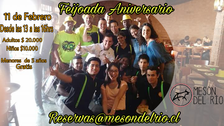 MesondelRio's tweet photo. Sábado 11-02, es la Fiesta Brasilera Aniversario, no te la puedes perder, desde las 13:00, música, feijoada, caipirinhas y muchas sorpresas🎉 https://t.co/FGZGUt0gyb