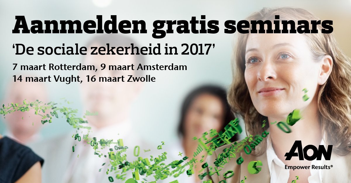 Aon_Nederland's tweet photo. Gratis seminar ‘De #SocialeZekerheid in 2017’. De wildgroei aan regelingen biedt uw organisatie kansen. https://t.co/KXPvwE5u2P https://t.co/rBZmLpzuWO