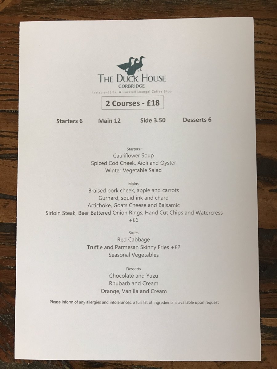 duckhousecor's tweet photo. This weekends #lunchpricefix #menu #corbridge #northumberland #eat #drink #food https://t.co/d0Q2s0mbTg