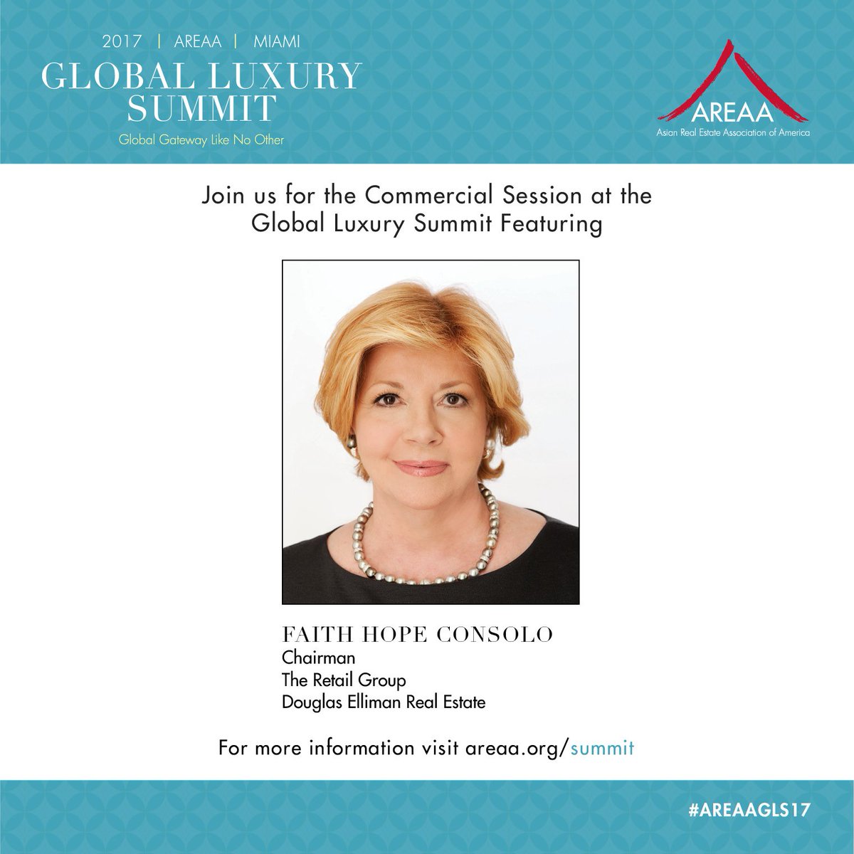 Hear #commercial #realestate legend Faith Hope Consolo at #AREAAGLS17! $399 until Feb 28! Summit.areaa.org #luxury #miami #retail