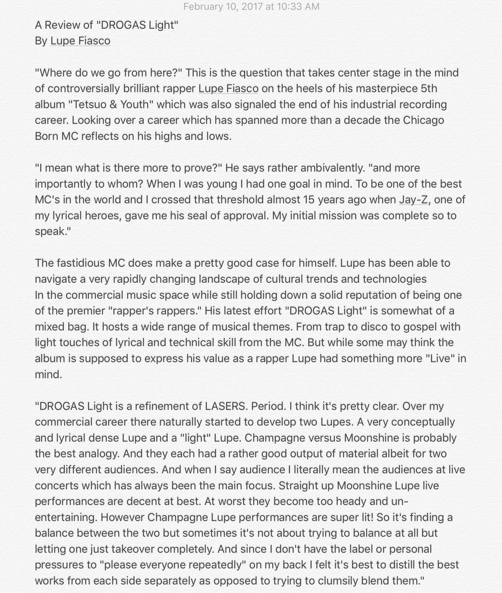 Lupe Fiasco just reviewed his own Album Drogas Light. Rates it 22 Lupe Fiasco just reviewed his own Album Drogas Light. Rates it 22