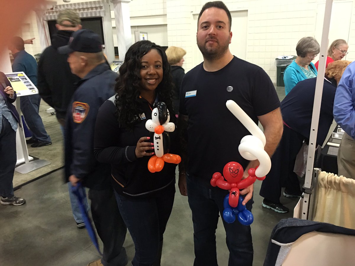 TeamMyrtleBeach's tweet photo. Me and Chris showing off our balloon animals! #myrtlebeachatt #homeandgardenshow2017 #LifeatATT https://t.co/j95jU6Wisu