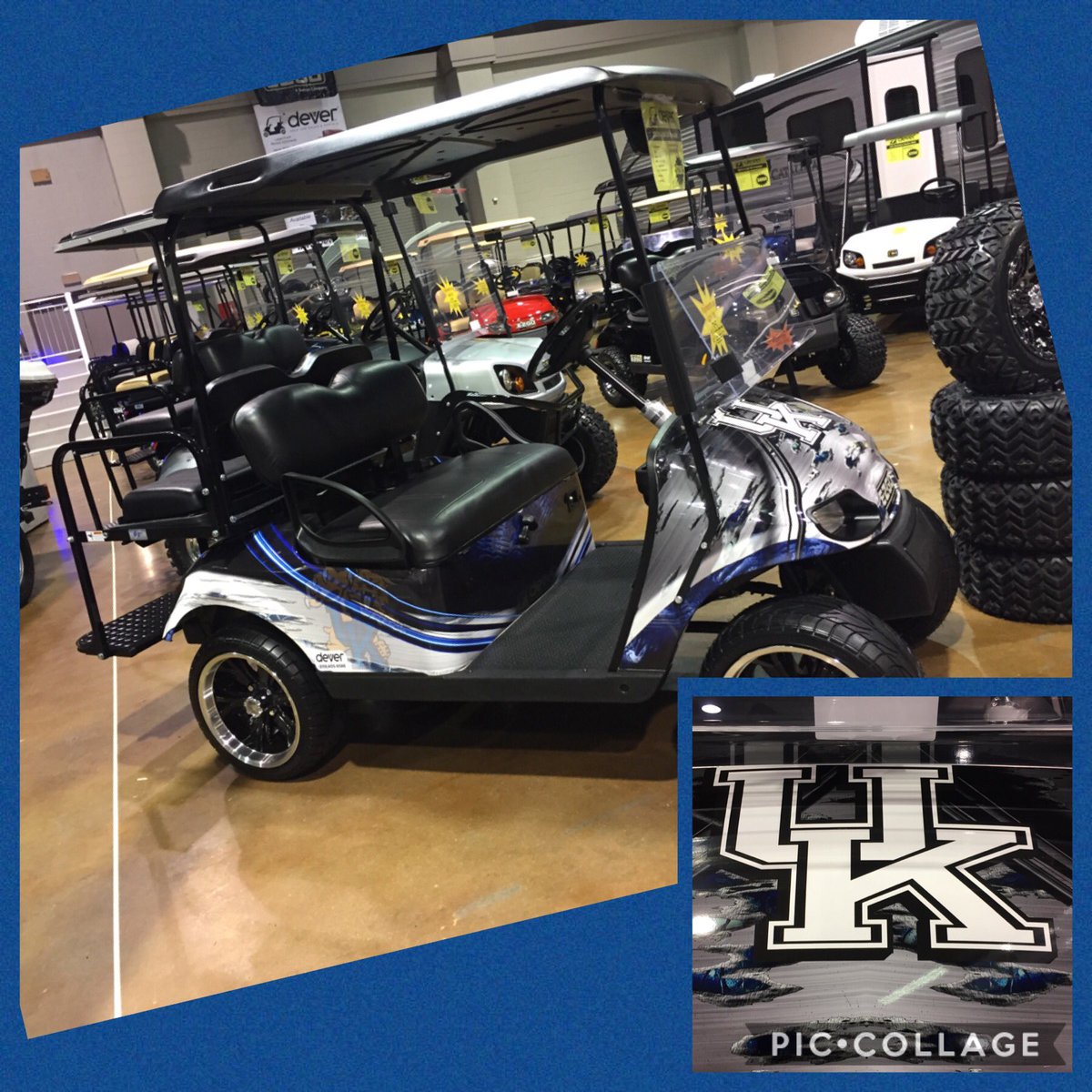 deverinc's tweet photo. Listen from this golf car as UK plays the Tide 🏀 Saturday at noon from the KY Boat &amp; Rec Show at Heritage Hall. https://t.co/kavEADmx4p