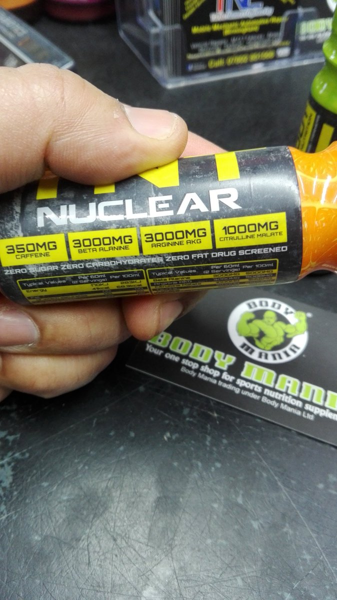 <a href="/NXTNutritionUK/">NXT Nutrition UK</a>  pre-workout @ 60ml explosive shot in orange &amp; kiwi/lime flavours to decimate your workout! #gym #fitspo #fitfam #beastmode