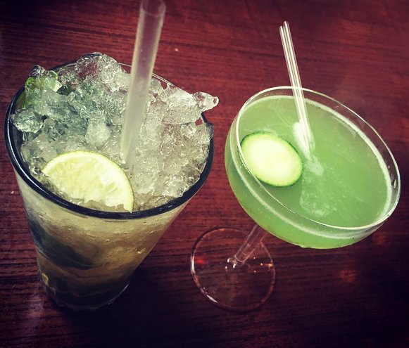 BisonandBird's tweet photo. Two for One Cocktails... Kicking off now... #CocktailHour #HappyHour 
In the pic: Mojito (left) and English Garden (right) https://t.co/LPQQxXbhHS