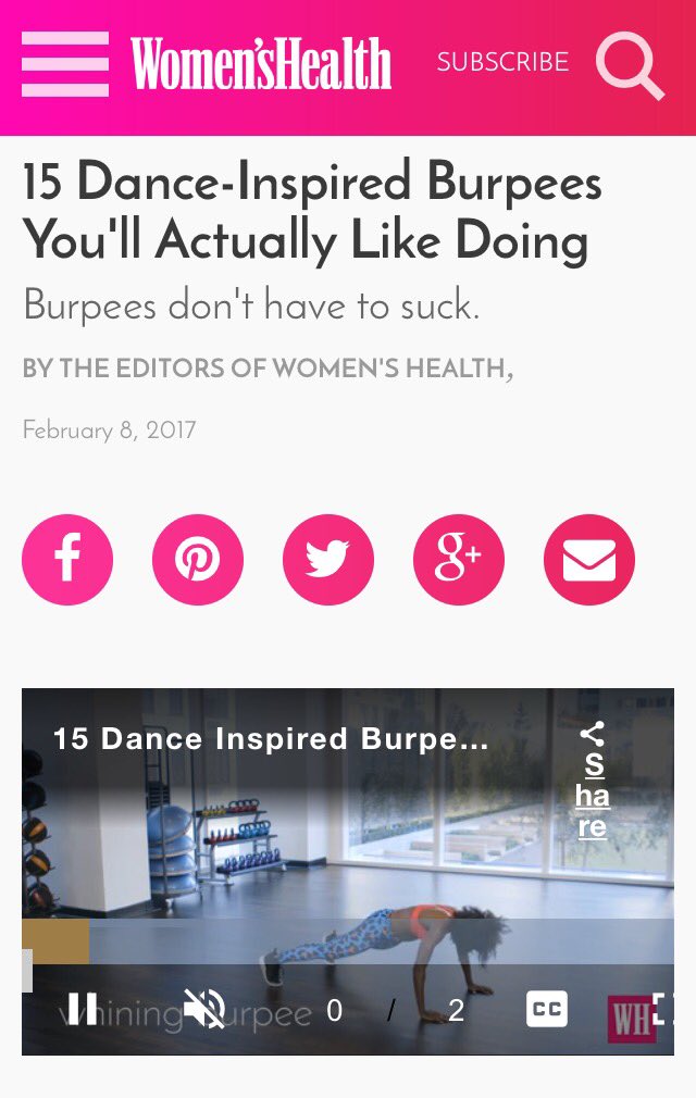 sam_uncertified's tweet photo. 15 Dance-Inspired Burpees You'll Actually Like Doing...genius! https://t.co/2JH0bfT97o thank you @WomensHealthMag https://t.co/zTXNh9gUzc