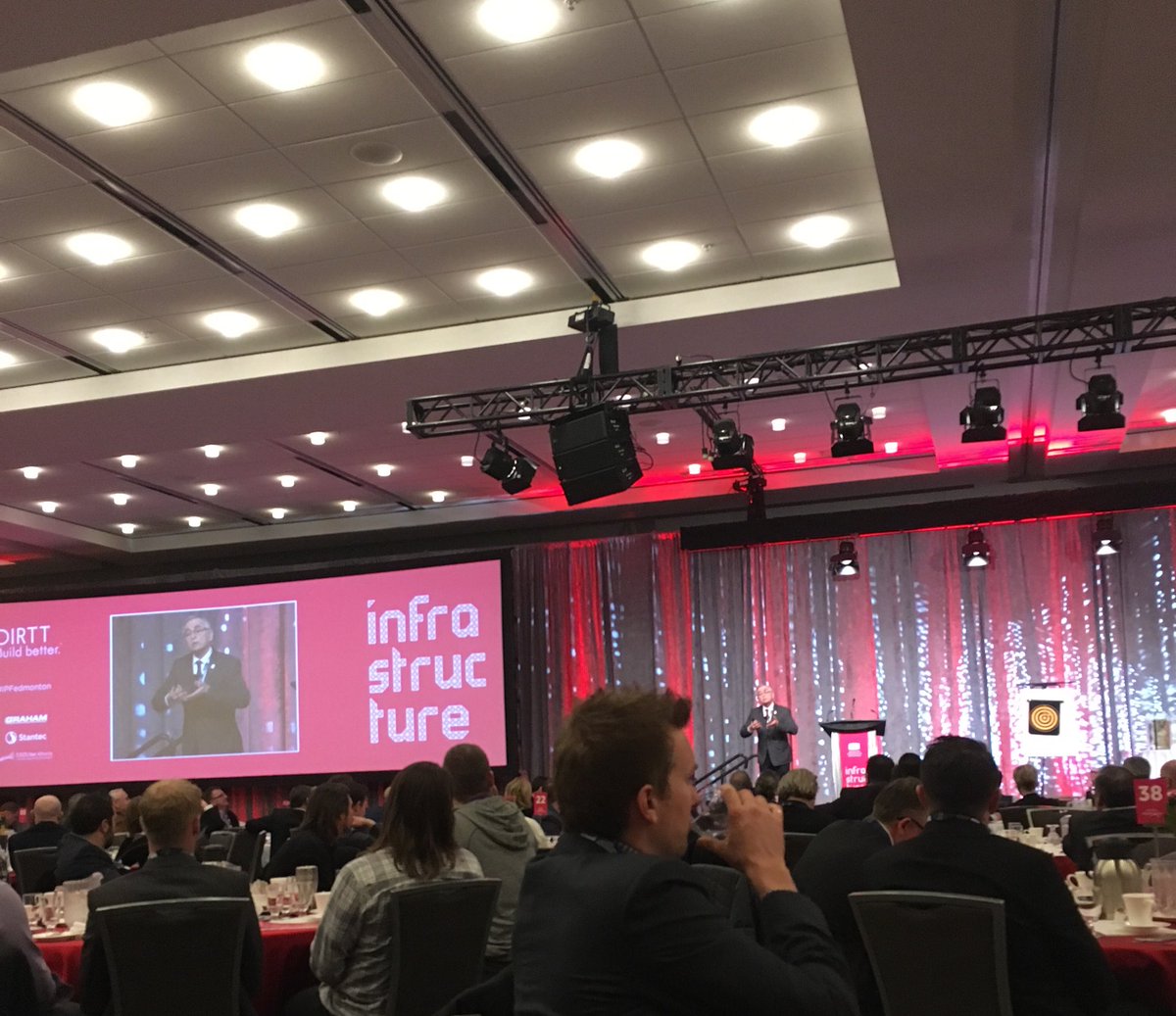 AWWCommercial's tweet photo. Loving the words from Dr. George Jergaes at the @ECAbuildsYEG infrastructure productivity forum this morning #ipfedmonton #productivity https://t.co/3fIBrIi2xg