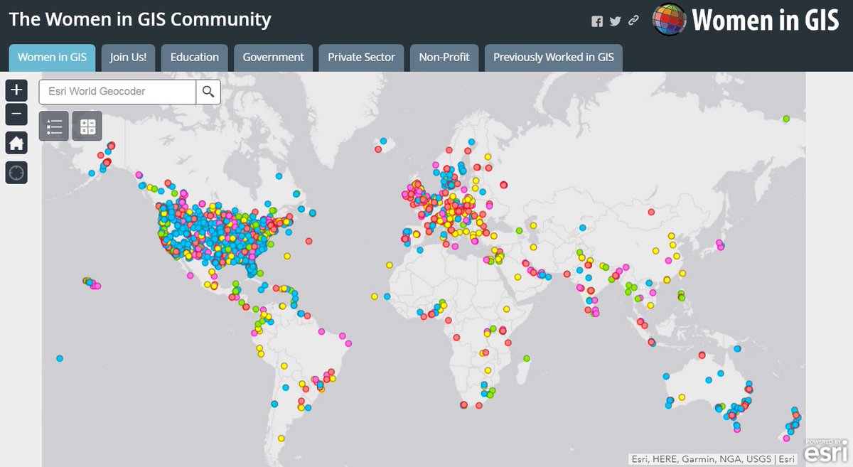 GIS4Teachers's tweet photo. For #WomenInScience day, explore these #WomenInGIS and #women, add yourself to the #Map! #GISisSTEM #GISisScience https://t.co/DNEupzwRdx https://t.co/kRzhVgZCuZ