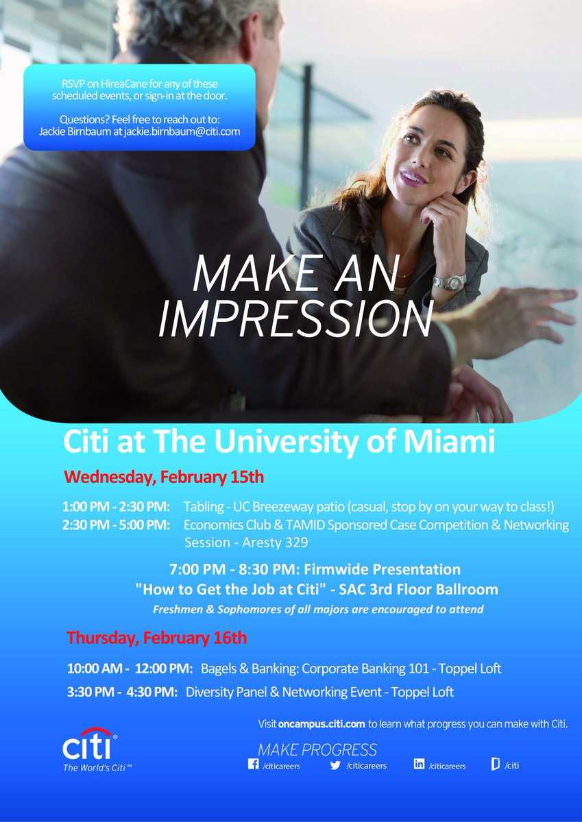 UMBusUndergrad's tweet photo. Coming up next week: Make An Impression with Citi! Take advantage of these exclusive opportunities, RSVP today! https://t.co/7JNzcTAOkl