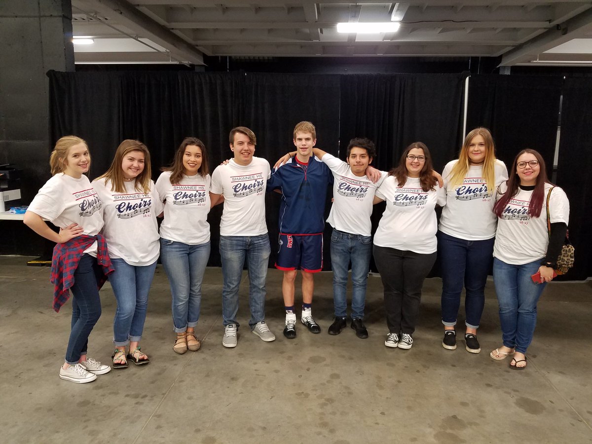 Shawnee_Choirs's tweet photo. Show choir got to sing at the State 5A Wrestling Dual featuring our very own, Nate Stephens.  Go Wolves! https://t.co/GwkVrSMaTM