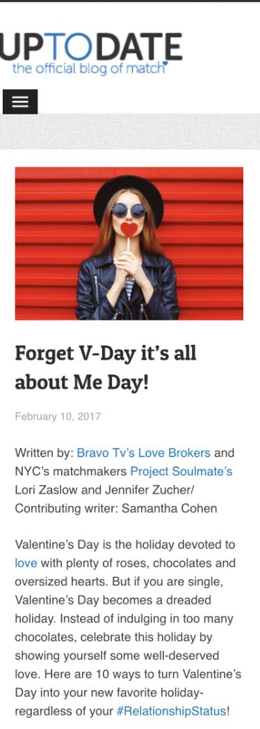 ProjectSoulmate's tweet photo. Single on #ValentinesDay ? No problem. Check out our blog post on @Match to make your V-Day unforgettable. โค๏ธ #ProjectSoulmate #NYC #love https://t.co/oK8cttPq1j