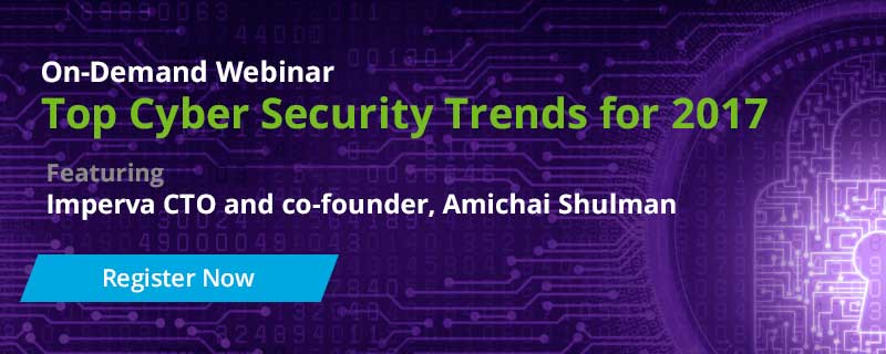 Imperva's tweet photo. Miss our #2017 #Trends Webinar with #Imperva CTO, Amichai Shulman? Watch it on-demand &amp; beware the #botnetofthings. https://t.co/ZaaPCt8mVF https://t.co/i07tI7tzy5