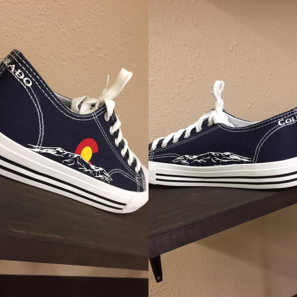 PrintLamar's tweet photo. Proud to be from Colorado! We can print on everything-even shoes! These beauties glow in the dark to make them extra-special! #Coloradoproud https://t.co/mWpq7sRXDW