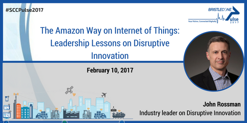 BristleconeSCC's tweet photo. .@RebeccaNerad introduces our keynote speaker @johnerossman. #TheAmazonWay #IoT #SCCPulse2017. https://t.co/yHS9GrrZR0