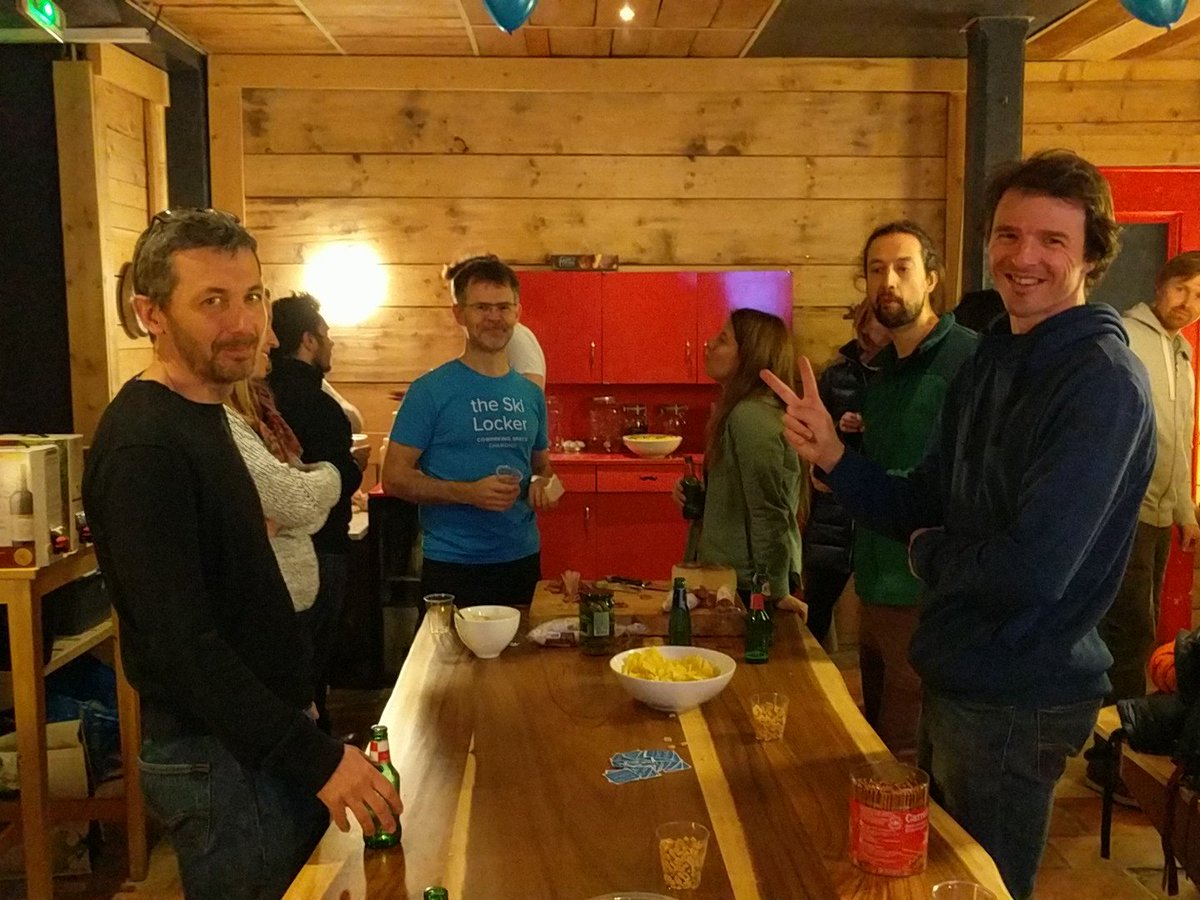 Spathon's tweet image. People started dropping in for the Ski Locker opening party. Thanks @monkeychamonix for the ice. #theSkiLocker #chamGeeks #chamonix