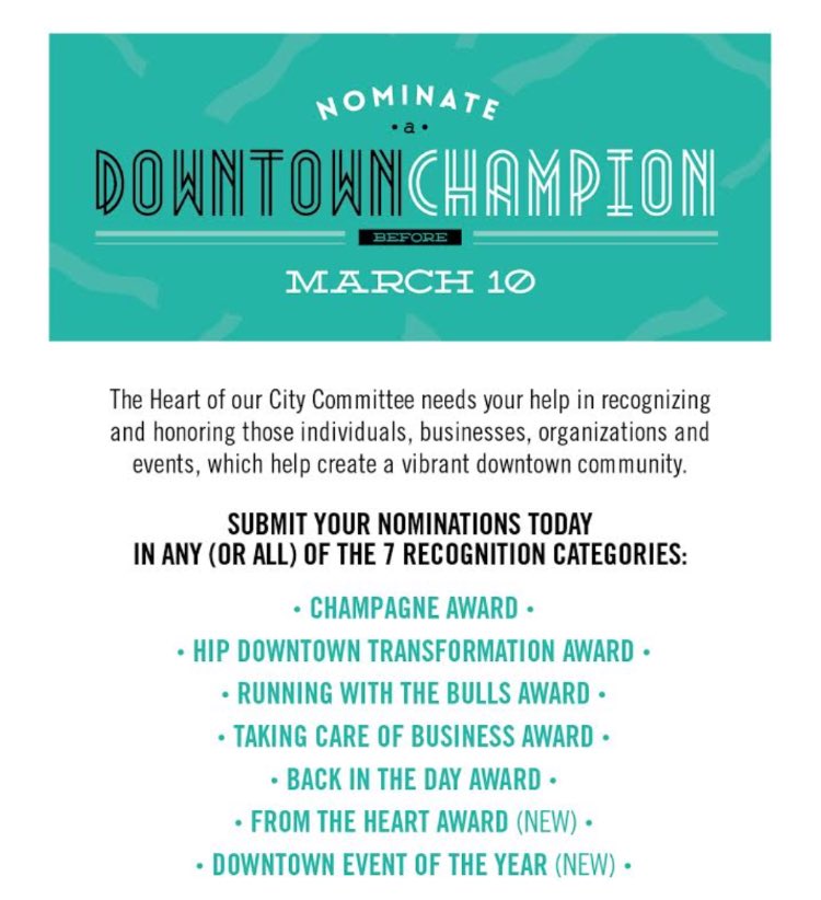 celebrate_dntn's tweet photo. Proud to announce 2 more categories for the Celebrate Downtown event this year, submit your nominations to: https://t.co/Hw6MgOodMS #yql https://t.co/i5JCpeVYhE