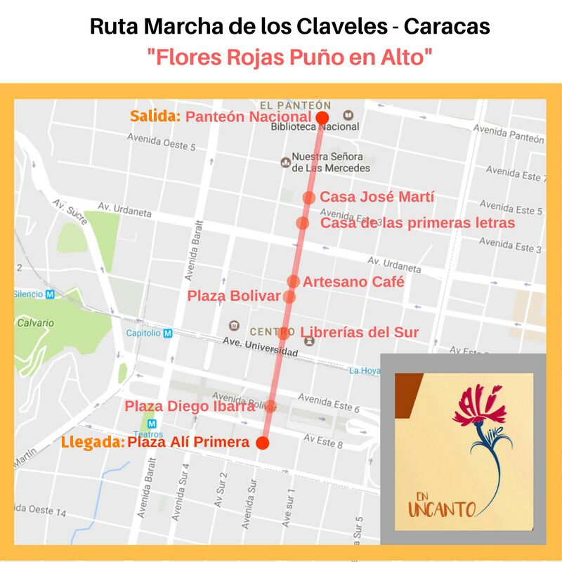 Marcha en CARACAS "Flores Rojas Puño en Alto", 16/F - 1pm. Por la canción, la idea, la tarea y el amor que nos legó #AlíPrimera
