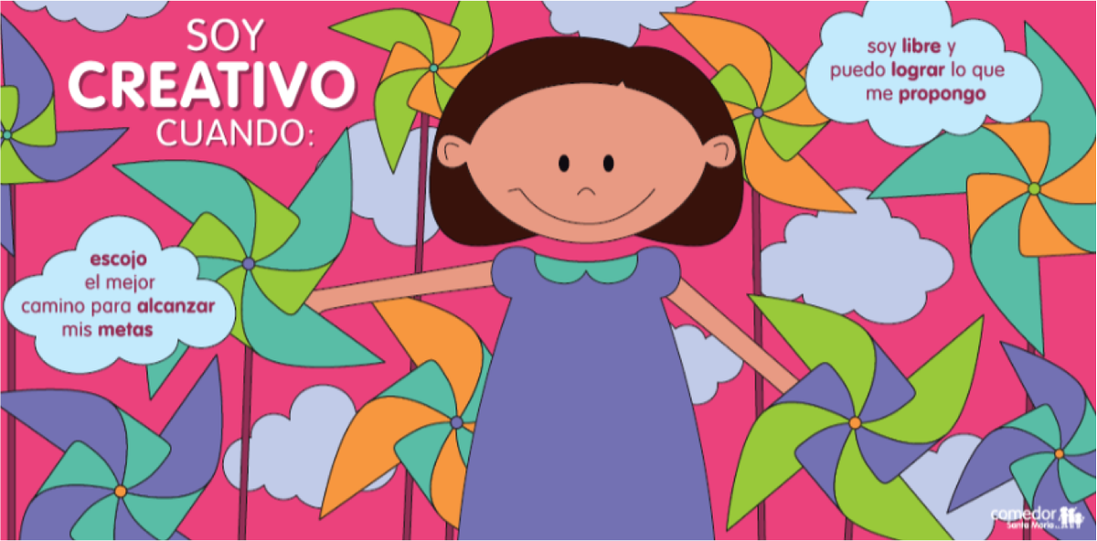 Este mes estamos estudiando el valor de la creatividad. Queremos que todos nuestros niños sepan que pueden alcanzar sus sueños.