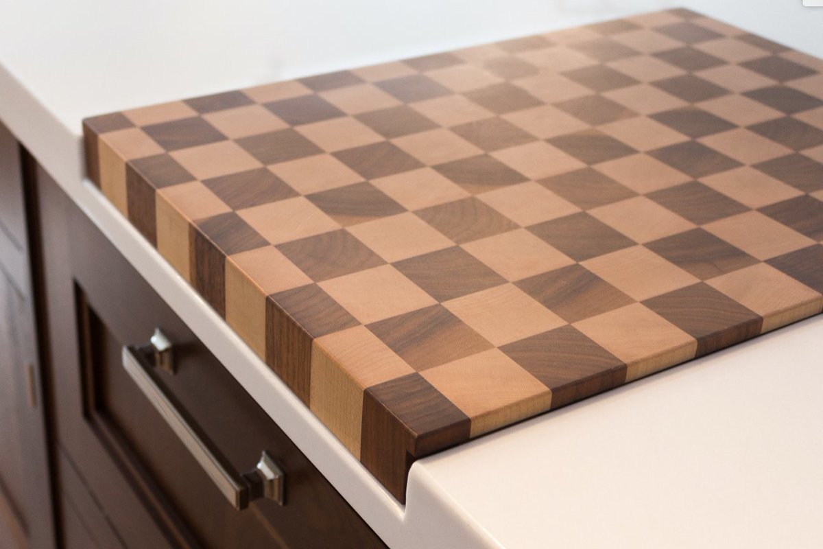Break up an otherwise all-white island countertop w/ a gorgeous butcher block insert. #visualinterest #foodprep #kitcheninspo #kitchendesign