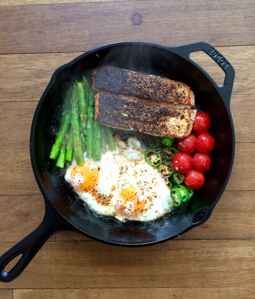 Salmon and eggs for breakfast this morning!