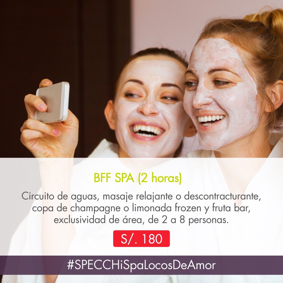 SpecchiSalon's tweet photo. ¡Celebra el mes de la amistad con tus mejores amigas!#SPECCHiSpaLocosDeAmor

Precio por persona.
Reservas: (01) 421-5340 https://t.co/yxFT0SmZTL