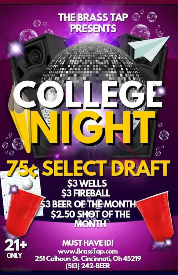 Happy Hour From 3-7pm $3 Local Drafts, lots of food specials.
College Night Kicks off at 10pm and goes 'til 2am 

#CraftbydayCollegebynight