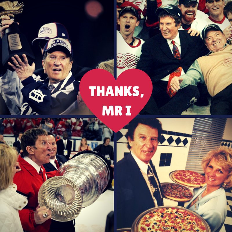 VintageDet's tweet image. RIP, Mike Ilitch, the greatest sports fan Detroit has ever seen. #RedWings #Tigers #Detroit