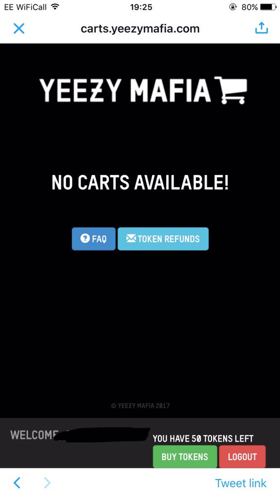 CharlesBonfield's tweet photo. @theyeezymafia you guys are on 🔥 thanks for the account and 50 tokens! When's the carts dropping! https://t.co/DQ9vkBSWpI