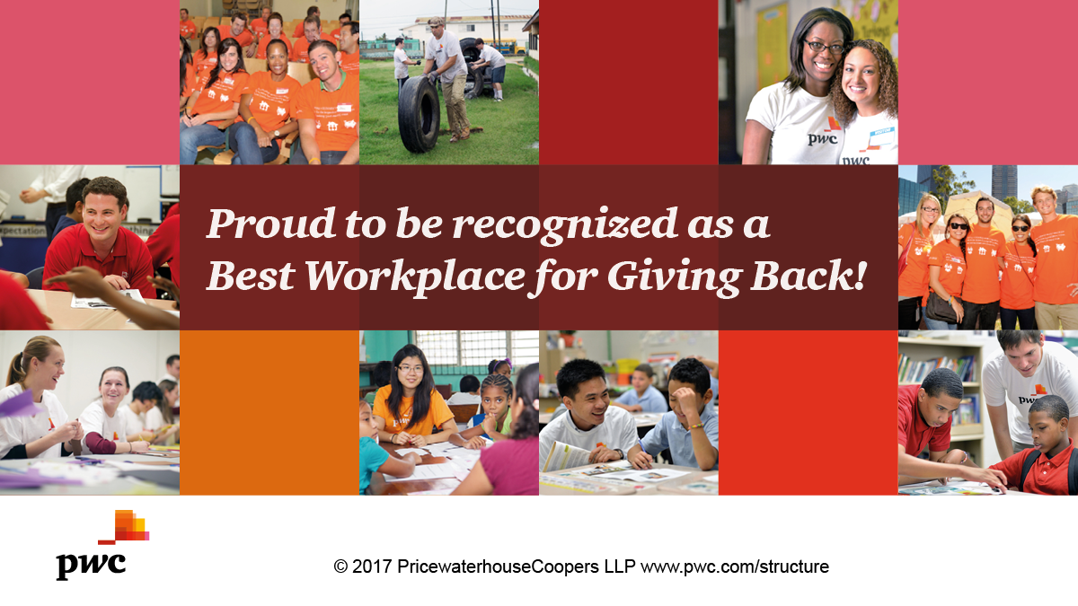PwCUS's tweet image. We’re thrilled to be on the Best Workplaces for Giving Back list! #pwcgives #PwCProud