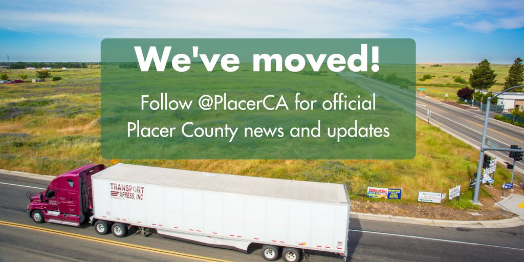 PlacerCoOnline's tweet photo. Our Twitter account has moved! Please follow @PlacerCA for official Placer County news and updates. https://t.co/fy7m5OZVlG