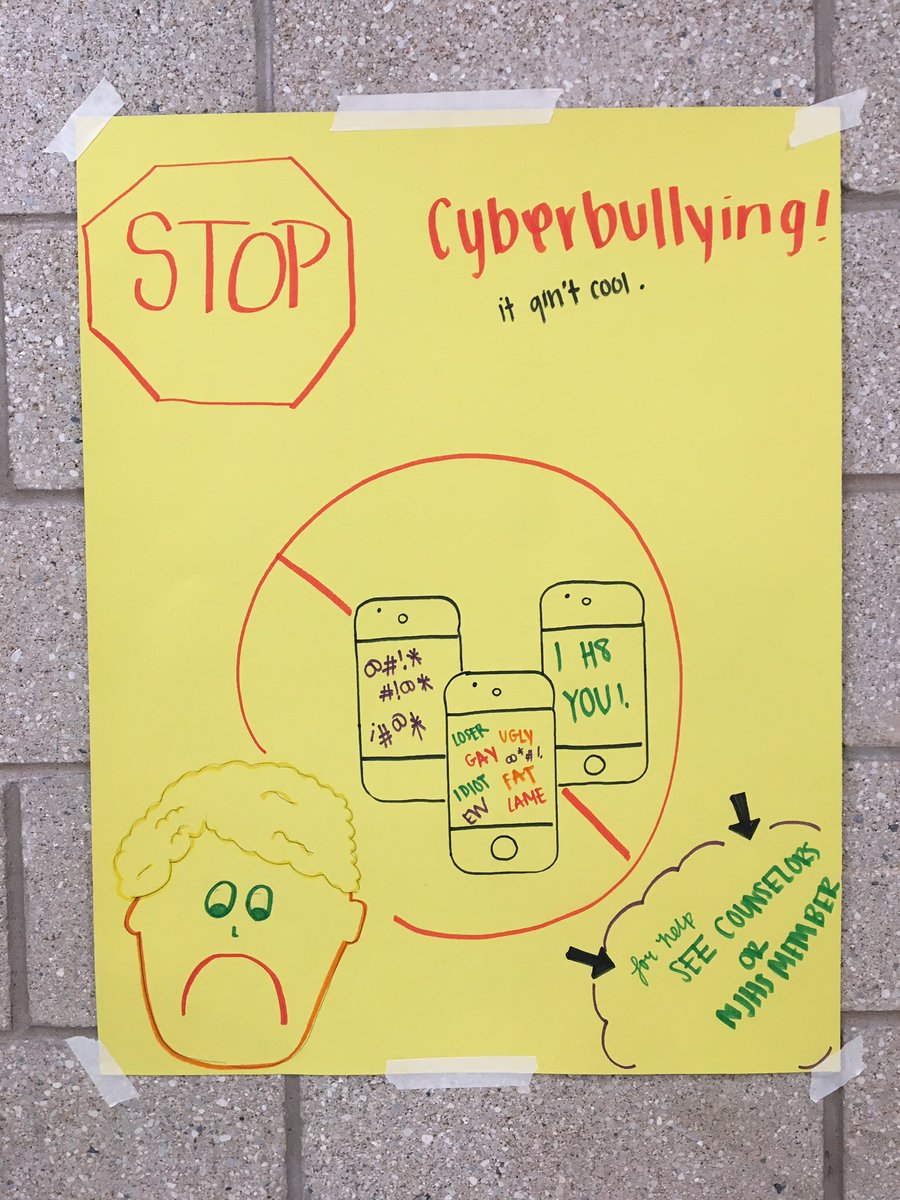 The #NJHS at Draper Park MS is getting into #csddigcit17! Stop cyberbullying!