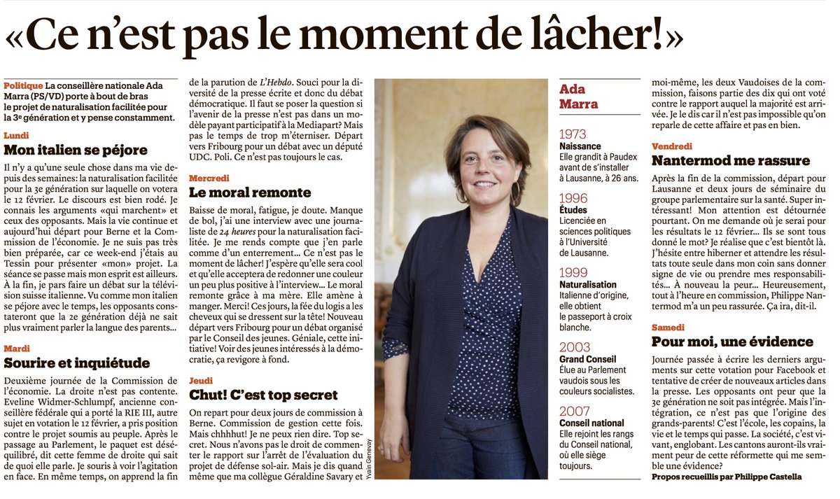 OUI3generation's tweet photo. Il reste jusqu’à dimanche pour voter OUI à la 3ème génération et « ce n’est pas le moment de lâcher! » rappelle @ada_marra  #ChVote ! https://t.co/5mmswL3c5Y