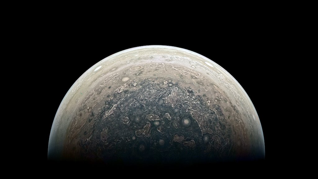 #Space: new enhanced-color image of #Jupiter’s #south #pole &amp; its #swirling atmosphere
► nasa.gov/mission_pages/… via <a href="/NASAJuno/">NASA's Juno Mission</a>