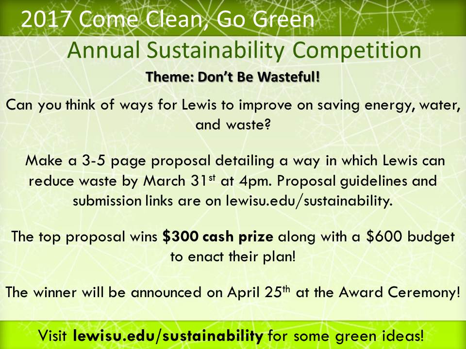 GoGreenLU's tweet image. Hey guys! Spring is just around the corner and with it comes the Annual Come Clean, Go Green Sustainability Competition.