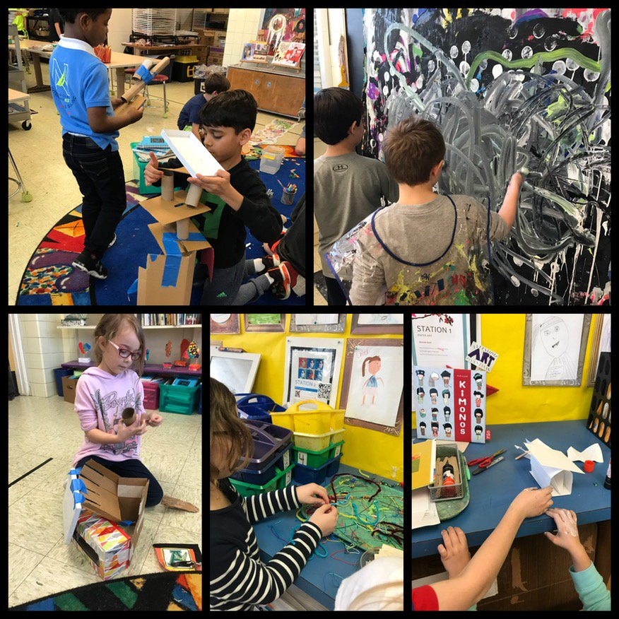 ArtsyEagles's tweet image. 2nd graders spent time in art exploring creative stations. #armstrongHP #secondgradeart