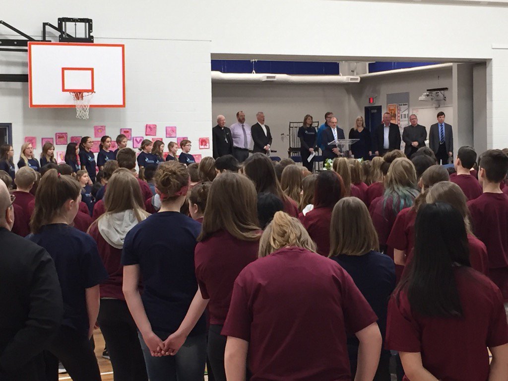RalphWohlgemuth's tweet photo. Oh Canada to kickoff Grande Prairie's @GPCSD @StCatGPCSD Grande Opening and Blessing this afternoon. #acsta #abed https://t.co/y8WA2x42jZ