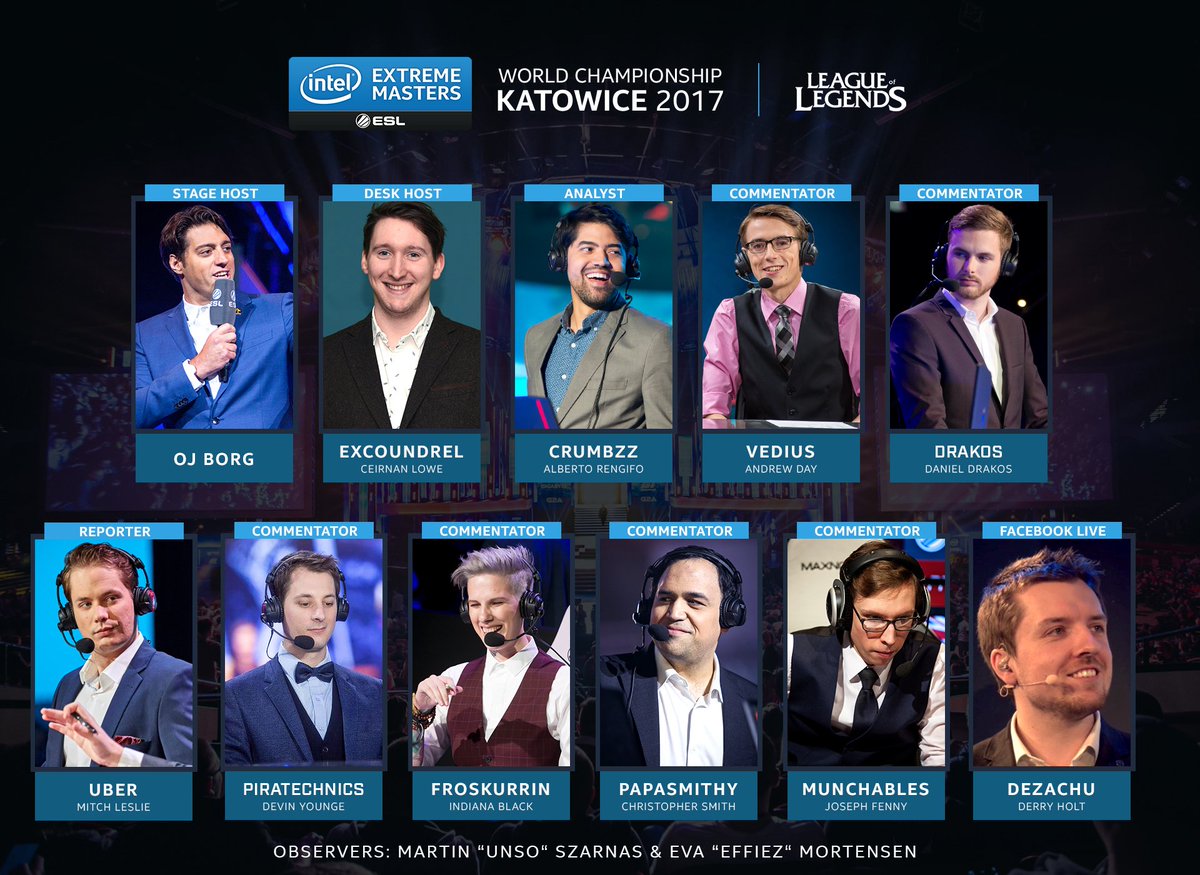 IEM's tweet photo. If you didn't see earlier. Here is our broadcast team for the #LeagueOfLegends #IEM World Championship broadcast!

https://t.co/rmqJ9LHLHt https://t.co/RGLvXkW3pd
