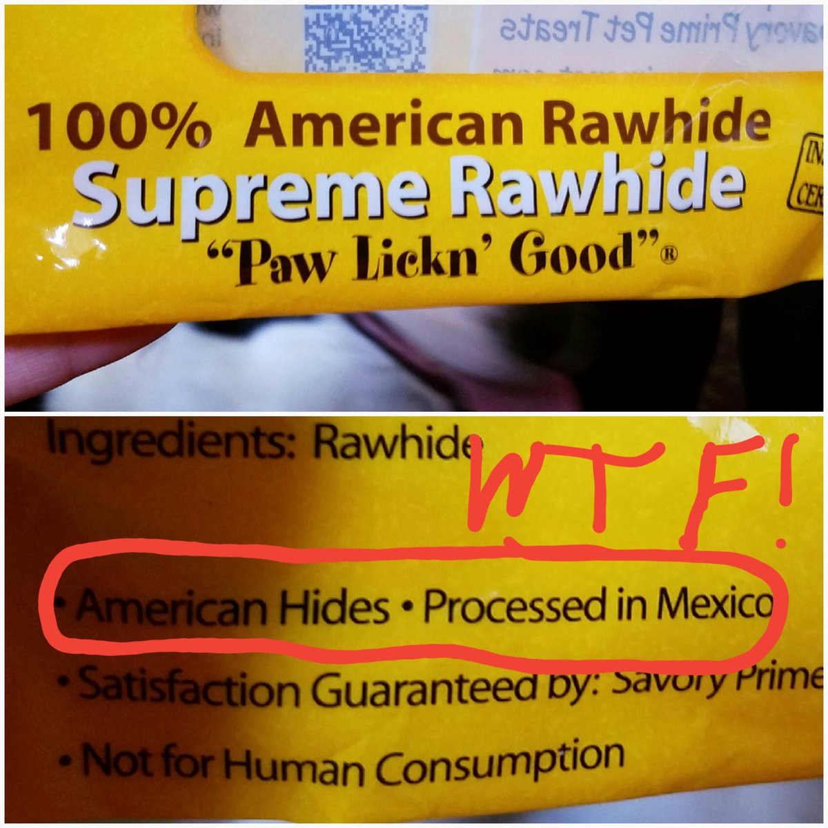 Jennann_jas's tweet photo. @therealdonald_ #savoryprimerawhide #100%amercanmadeinmexico #deceiving #shopamericanmade #lies #fixthis #falseadvertising https://t.co/oOjDzmQPXQ
