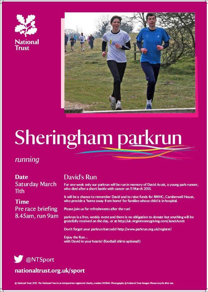 JEAcott23's tweet photo. Do join us if you can! #DavidsRun #sheringhampark #loveparkrun RTs appreciated! 😊 https://t.co/m4nNkmPsAL
