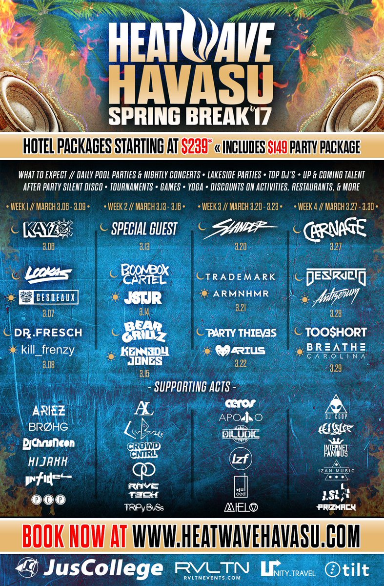 INTERNETFAMOUSx's tweet image. Pleased to announce I'll be performing at #HeatwaveHavasu in #Arizona! Gonna be wild! 💦🌴Tix here: juscollege.com/a/Internet Promo Code: SAVE