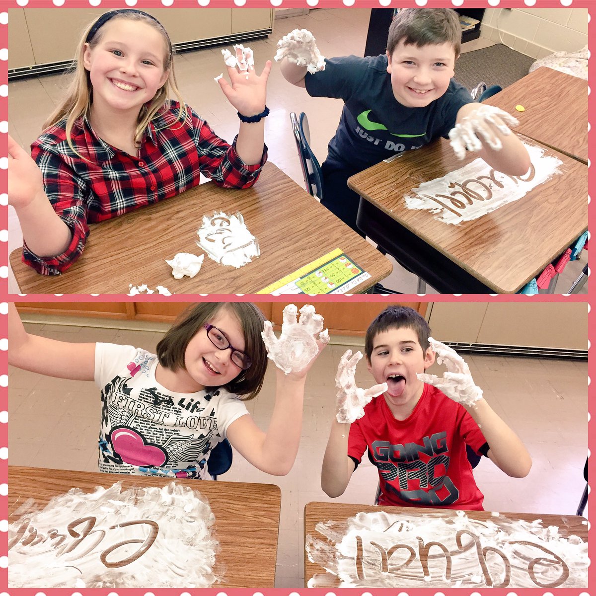 seibelgrade4's tweet photo. Shaving Cream Spelling‼️😋 @ChippewaFallsSD #MightyCardinals https://t.co/M4EagPgdAh