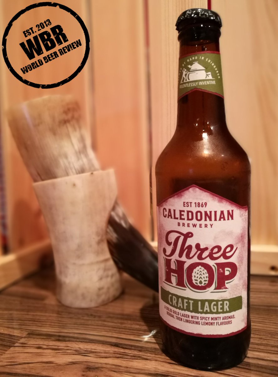 worldbeerreview's tweet photo. I'm breaking out the drinking horn for tonights brews by @caledonianbeer . Three Hop Lager has a great malt backbone! @GoodBeerTweet https://t.co/nzWu0A3DCd