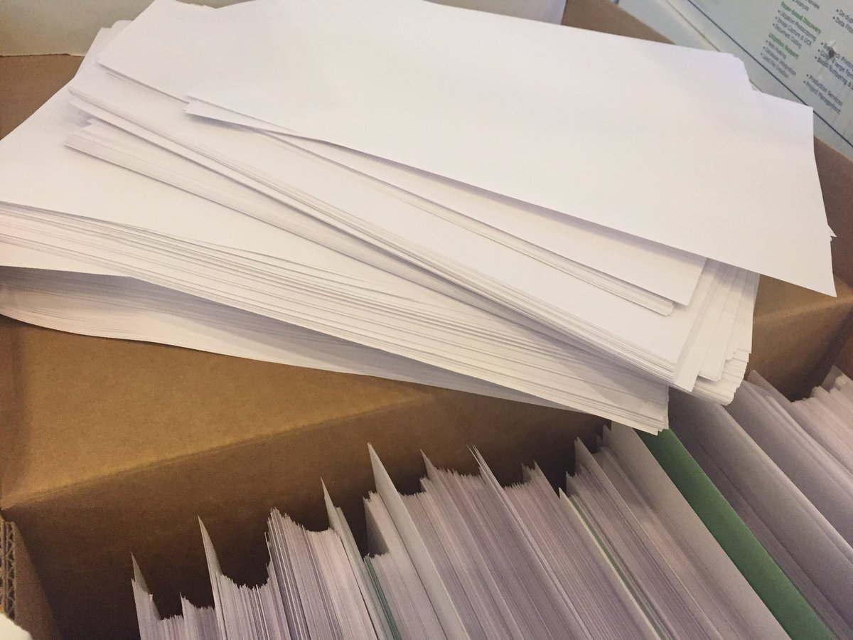 DuffieDixon's tweet photo. Day 2 going through records after City  of Atlanta document dump amid bribery scandal. #workhands #papercuts #blankpages #11Alive https://t.co/80ytyT0kls