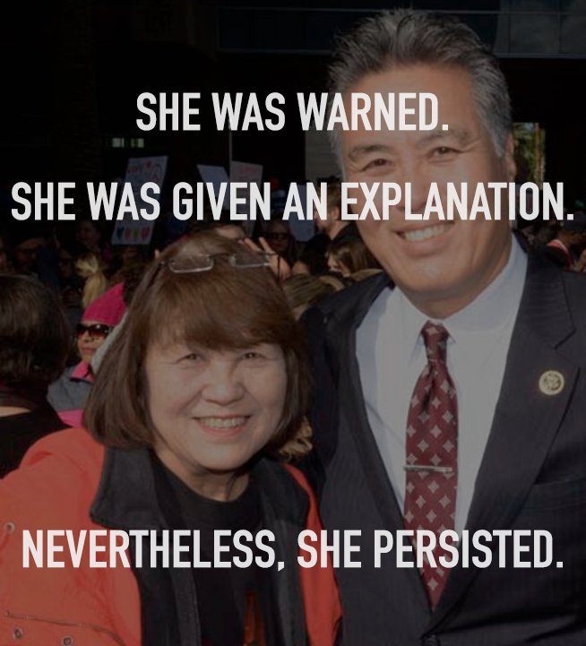 My mom was put in an internment camp as a child. She is now a small business owner and her son is a US Congressman. #ShePersisted #ThanksMom