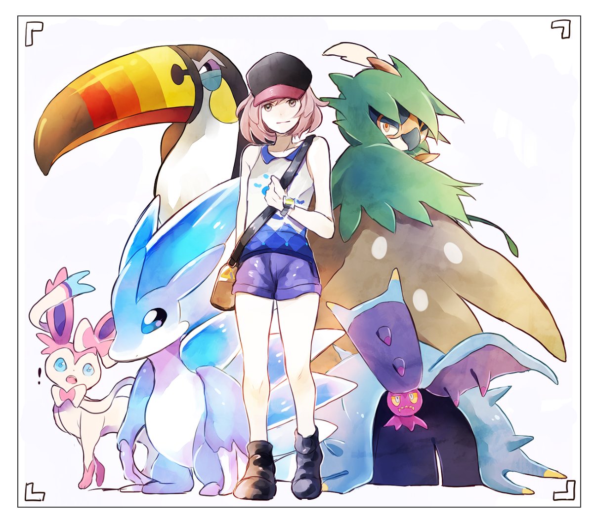 Trainer Okii and her Team in Pokémon Moon!(By Okii.) 