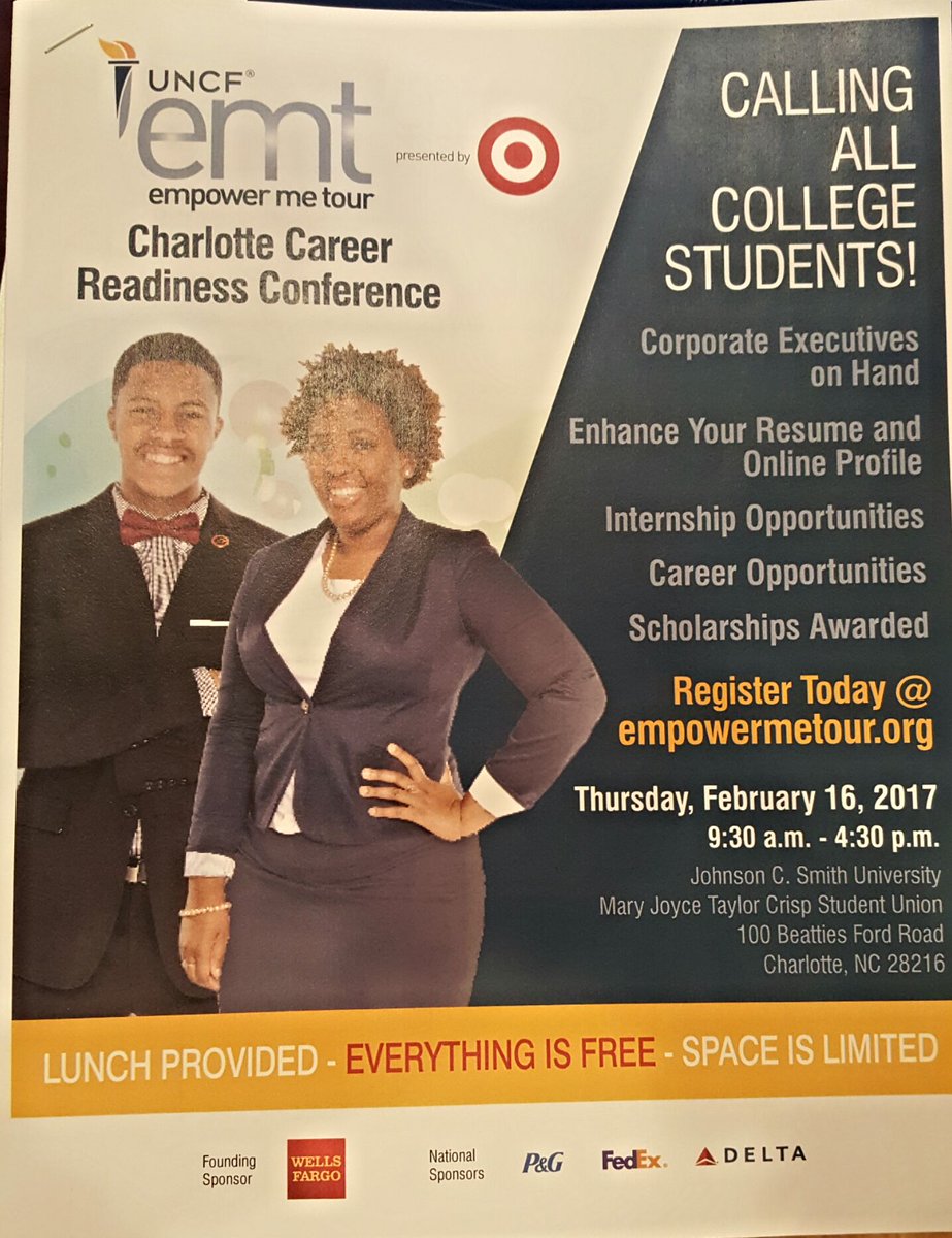 Calling all college students. Register now for this free event. #empowermetour #uncf #target #wellsfargo #collegereadiness