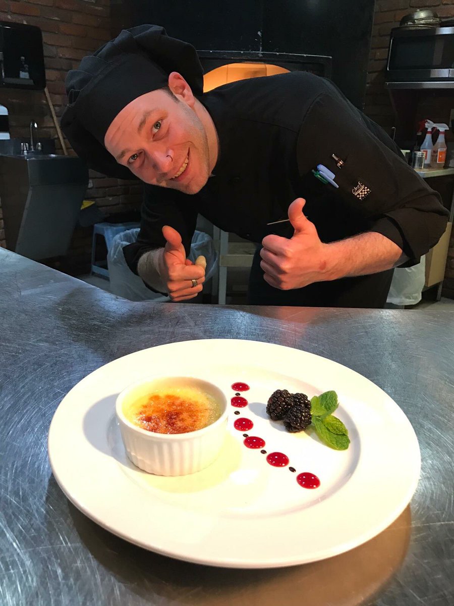 Dave is giving creme brûlée from  the Sweetheart dinner special his two thumbs up! Call us to reserve your spot 250-561-5676.