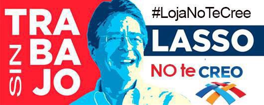 jessc65's tweet photo. #NiLassoNiFeriadasso Ecuador no será gobernado por un banquero que solo piensa en sus intereses #LadronassoEnLoja #LojaNoTeCree https://t.co/wgVAqQXjRK